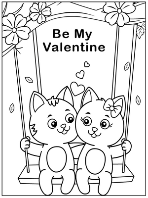 Be My Valentine coloring card for kids.