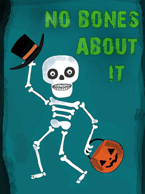 Playful Halloween card featuring a dancing skeleton with pumpkin