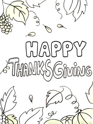 Happy 
Thanksgiving - Coloring Card