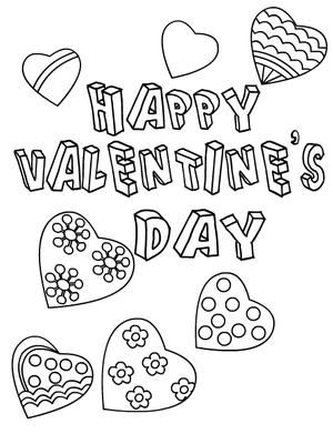 Happy 
Valentine's Day - Coloring Card