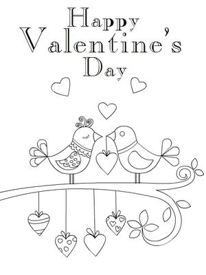 Happy 
Valentine's Day - Coloring Card