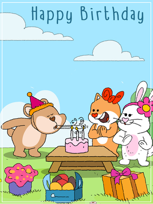 Happy Birthday - adorable animal characters