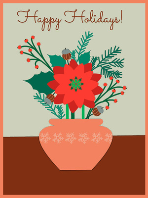 Classic holiday card with a vintage poinsettia. Elegant design, perfect for formal greetings.