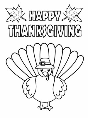 A delightful Thanksgiving coloring card with a festive turkey, ideal for kid's holiday engagement.