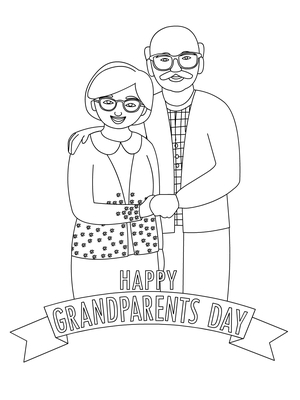 Happy Grandparents Day - Coloring Card