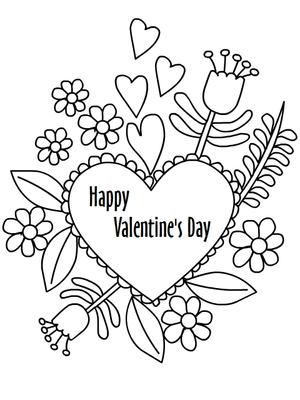 Happy 
Valentine's Day - Coloring Card