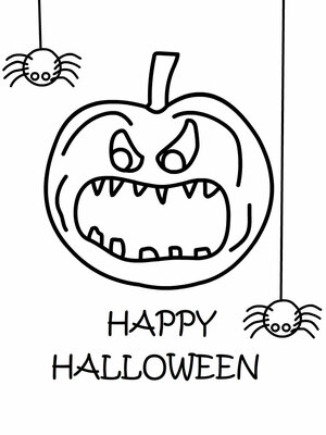 Fun Halloween coloring card for kids; easy to print, cute spooky design, perfect for activities.