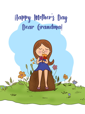 Sweet printable Mother's Day card for Grandma! Charming illustration. Instant download.