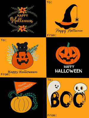 Festive Halloween greeting cards with playful designs, perfect for sending spooky holiday wishes.
