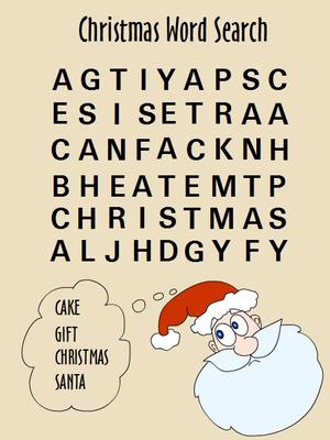 Christmas Word Search - Cake Gift Christmas Santa
