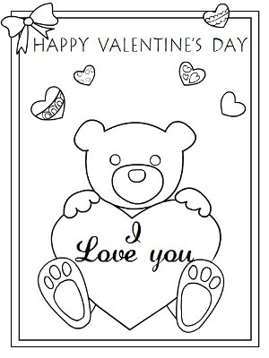 Happy Valentine's Day, I Love You - Coloring Card