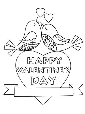 Happy 
Valentine's Day - Coloring Card