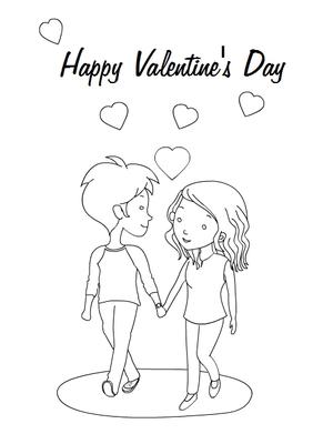 Happy 
Valentine's Day - Coloring Card