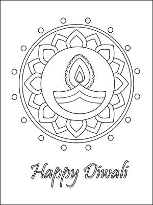 Happy 
Diwali - Coloring Card