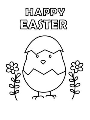 Color this cute hatching chick Happy Easter card! A fun, creative activity for kids.