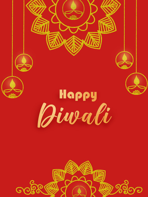 This Happy Diwali card features elegant gold accents, radiating warmth and festivity.