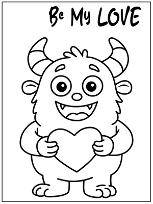 Happy Valentine's Day - Be My Love monster coloring card!