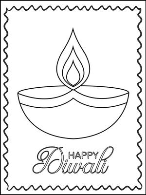 Happy 
Diwali - Coloring Card