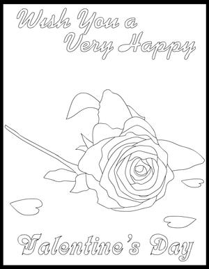 Wish You a Very Happy Valentine's Day - Coloring Card