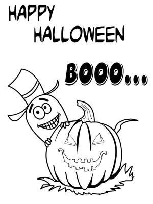 Happy Halloween Booo... - Coloring Card