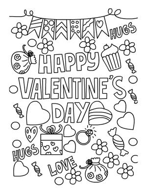 Happy 
Valentine's Day - Coloring Card