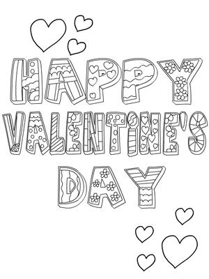 Happy 
Valentine's Day - Coloring Card