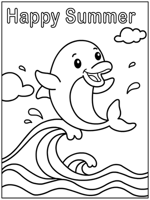 Cheerful dolphin: a fun, interactive coloring card