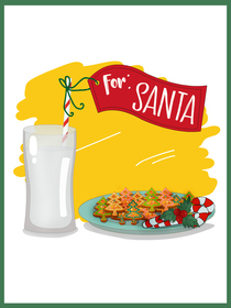 Milk and cookies for Santa! Festive printable card for a classic Christmas tradition.