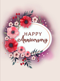 Elegant anniversary card featuring vibrant floral designs, for celebrating love and milestones.