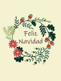 Elegant "Feliz Navidad" card with festive floral design, perfect for seasonal greetings
