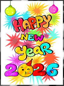 Bright, fun, and colorful 2026 New Year's card