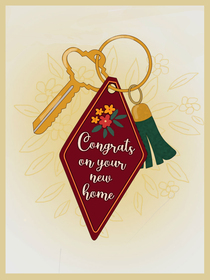 Congratulations! Welcome to your new home! This charming keychain is to celebrate your big move