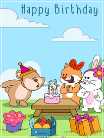 Happy Birthday - adorable animal characters
