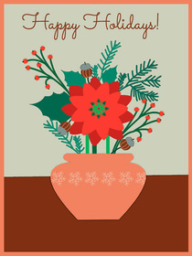 Classic holiday card with a vintage poinsettia. Elegant design, perfect for formal greetings.