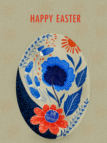 Happy Easter - elegant floral egg greeting card
