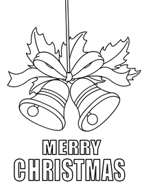 Festive Christmas coloring card with holiday bells design