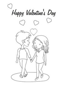 Happy 
Valentine's Day - Coloring Card