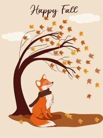 This fall card has a cozy fox in a scarf, paired with falling leaves for a warm, seasonal feel.