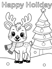Merry Christmas- Adorable baby reindeer coloring card!