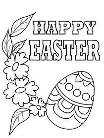 Happy Easter! Color this festive egg & floral card. Great detail for creative fun.