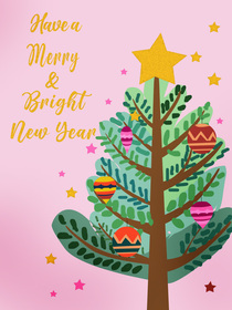 Merry Christmas & Happy New Year - Spread holiday cheer with this colorful printable card!