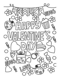 Happy 
Valentine's Day - Coloring Card