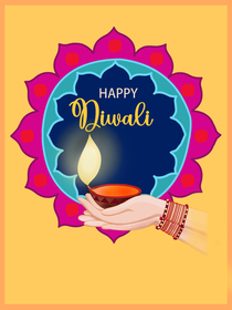 This vibrant Diwali card features a diya, perfect for spreading festive light and cultural warmth.